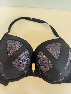 Victoria's Secret Black Bra with Purple Sequin Accents